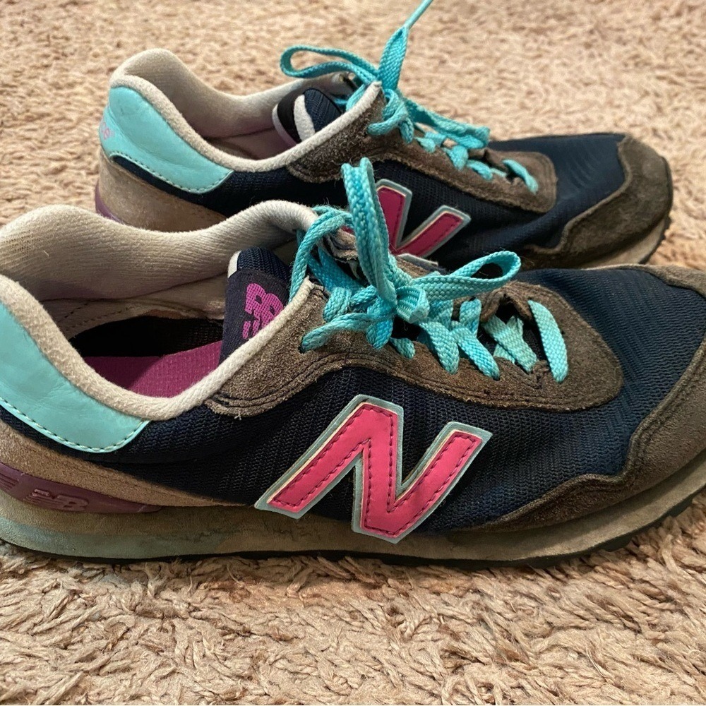 New Balance 574 Women's Size 7.5 Navy/Teal/Pink Retro Sneaker Moderate Wear